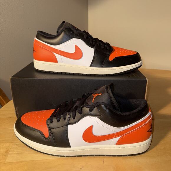 Size 11.5 Air Jordan 1 Low Men\'s Shoes, (Black/White/Sail/Starfish). main image 10